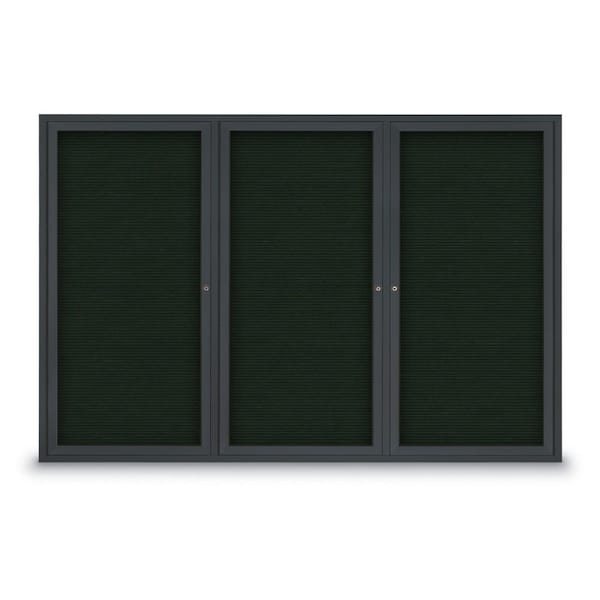 30"x36" 1-Door Enclosed Outdoor Letterboard, Green Felt/Black Alum